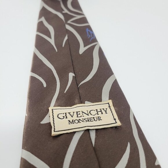 Givenchy Monsieur | Vintage Brown Printed Silk Tie (One Size) - Picture 14 of 16